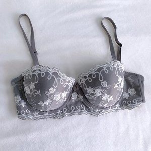 Balconette Bra with Embroidered Design